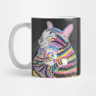 Mother and baby cat kitten abstract colorful Mug